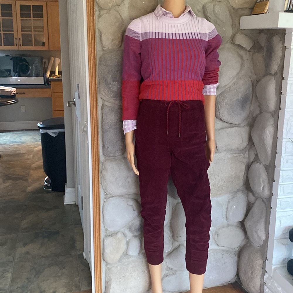 GOODBYE  🌻 anthropology courdaroy burgundy cargo joggers - Picture 10 of 11